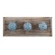 Turquoise Etched Ceramic Floral Wooden Hooks